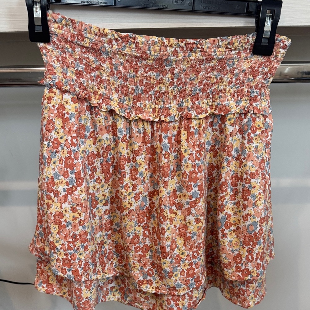 Rails Orange and Yellow Smocked Skirt